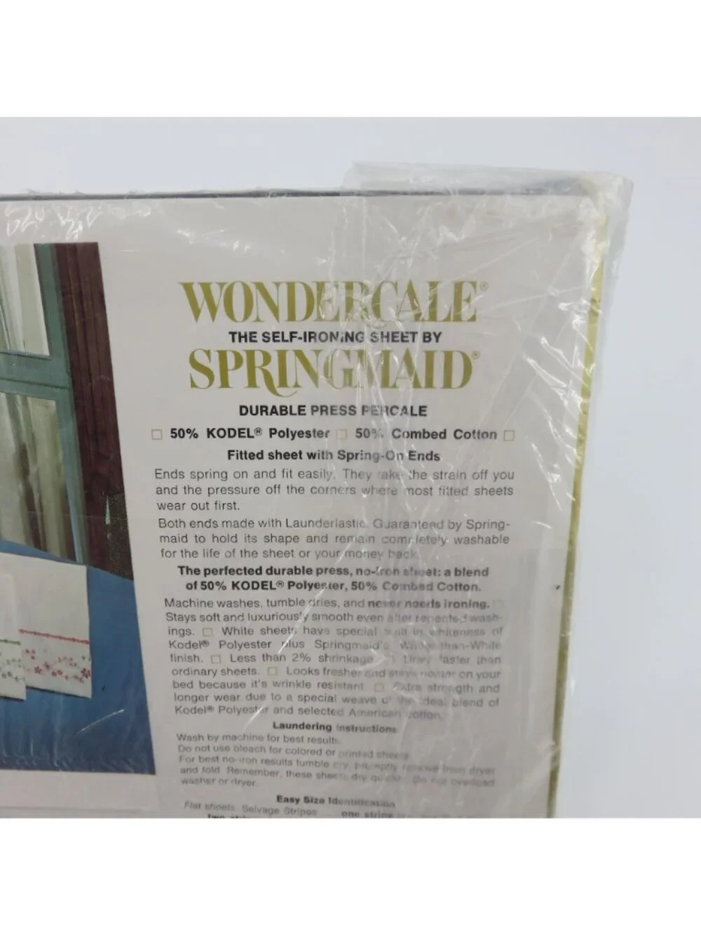 NEW Springmaid Wondercale TWIN Flat Sheet White Blue Embroidered Floral Flower